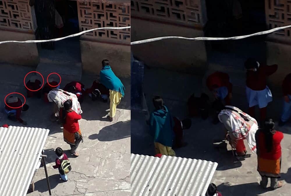 viral pictures of punishment of students.