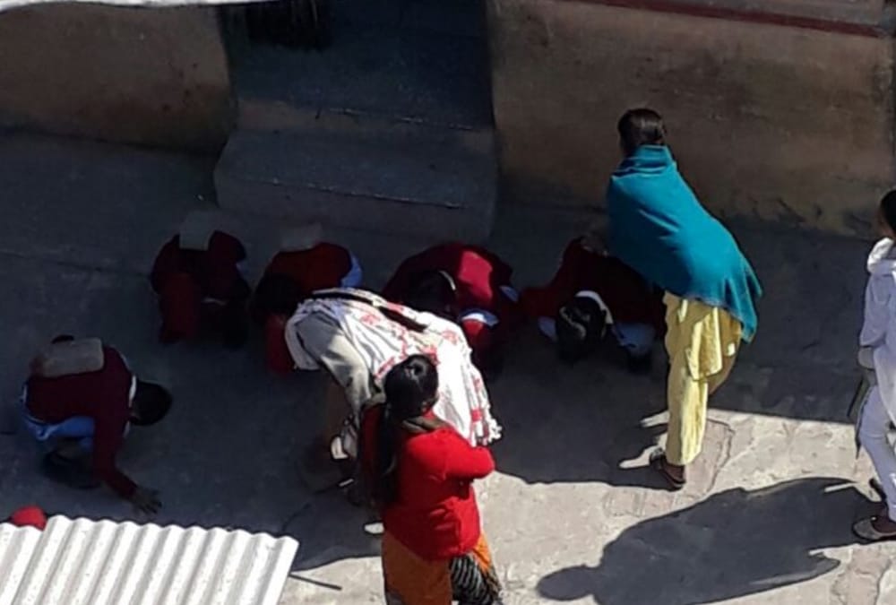 viral pictures of punishment of students.