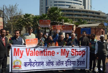 sealing: traders protested on valentines day with slogan my shop my valentine