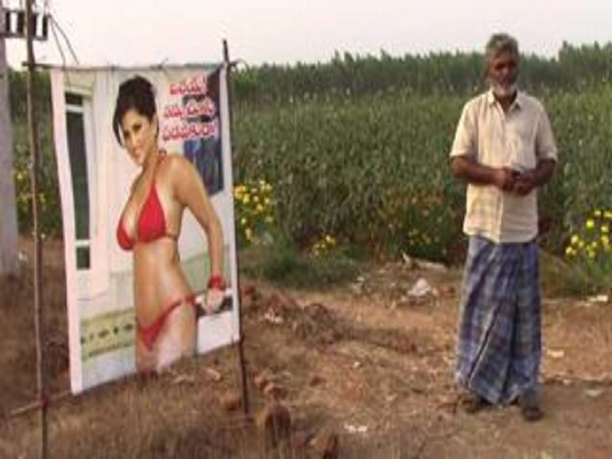 Andhra Pradesh farmer puts up sunny leone poster to save his crops