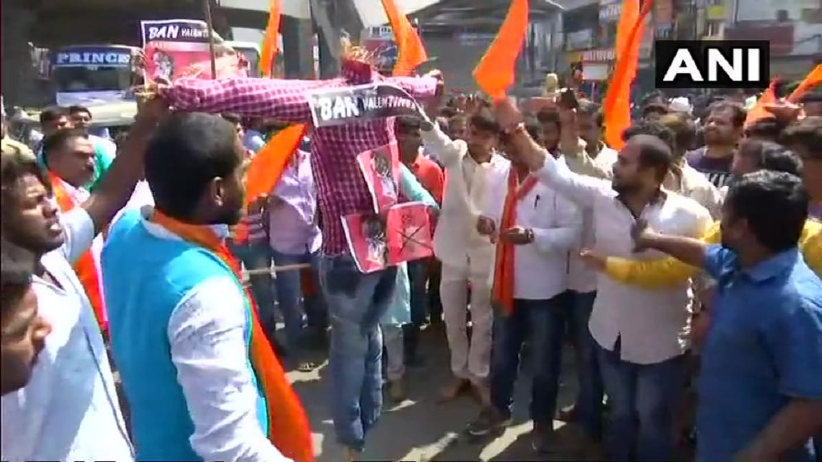 Bajrang Dal protesting against celebration of Valentines Day across the country