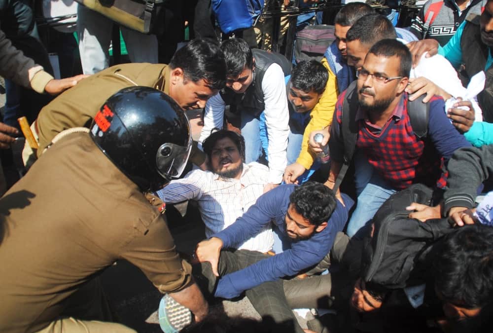 protest of BTC candidates in lucknow