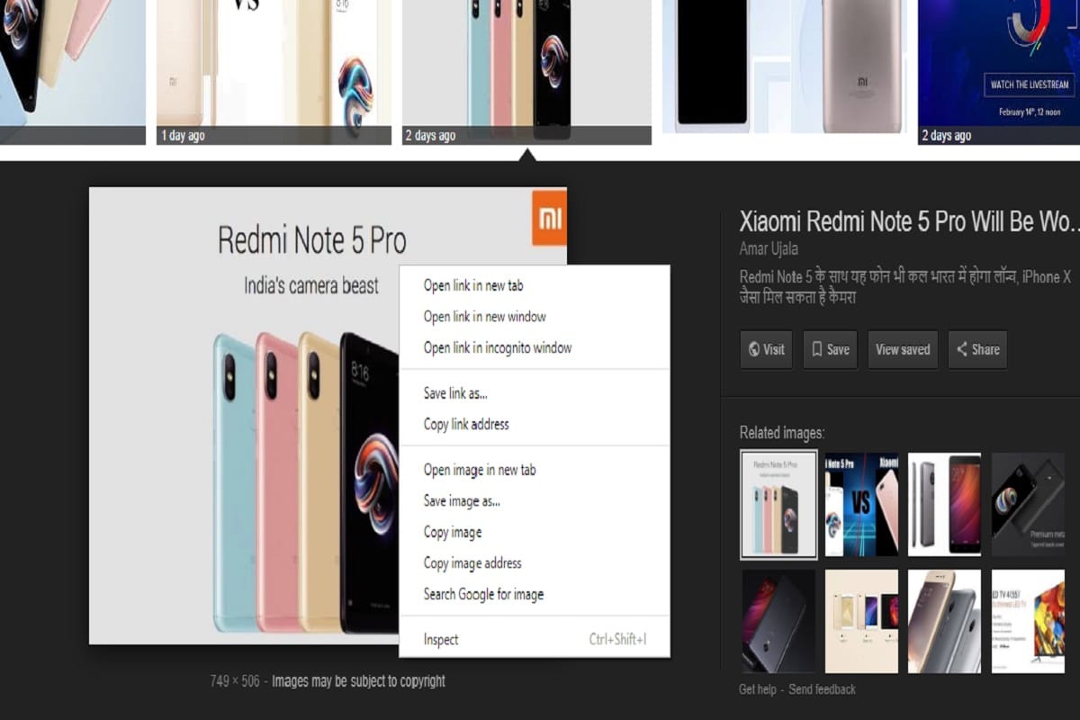 Google removed view image option from search