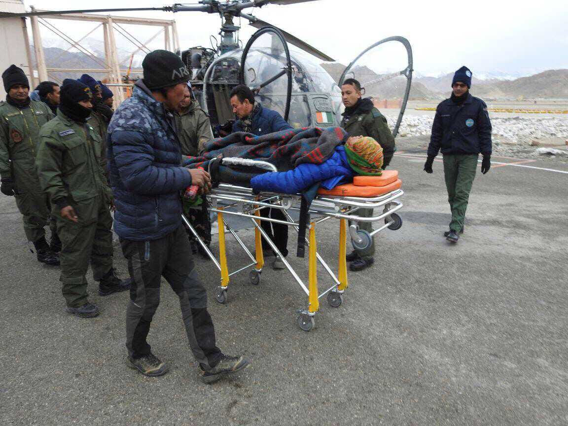 indian airforce rescue a pregant lady Stanzin Laton in leh, kargil