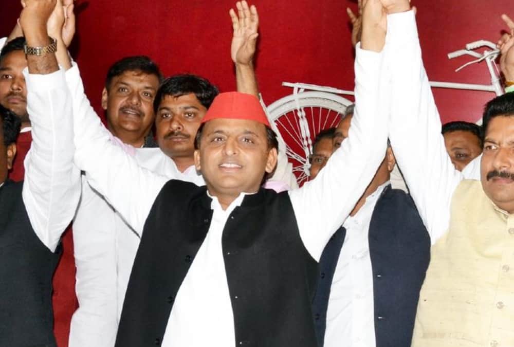 akhilesh yadav talks to media over uttar pradesh budget.