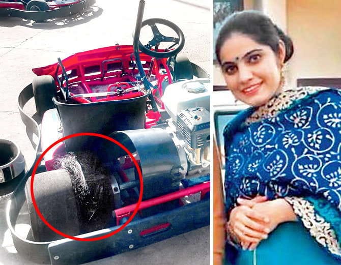 lady hair trapped in racing car in pinjore gaarden, postmartum report