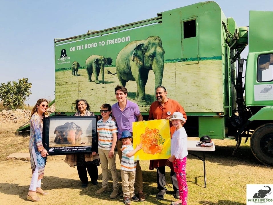 agra after seeing the taj mahal prime minister of Canada went to the elephant conservation center 