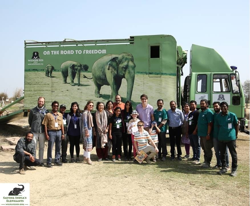 agra after seeing the taj mahal prime minister of Canada went to the elephant conservation center 