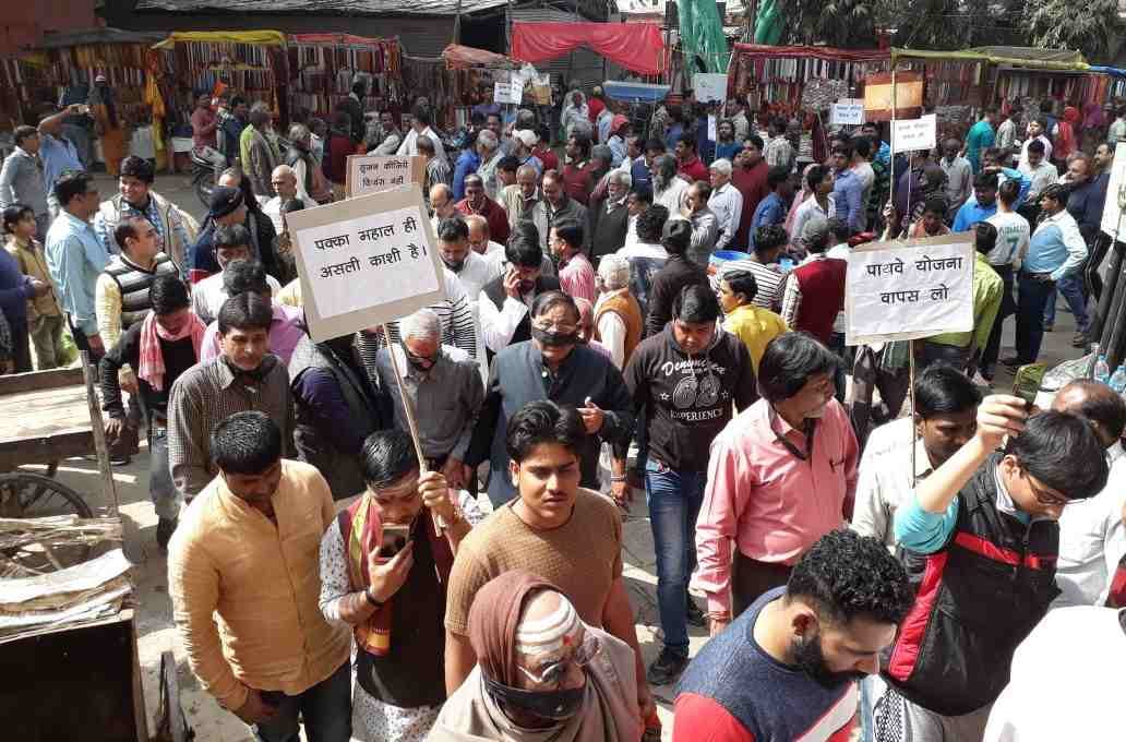 people protest with peace march in varanasi for ganga pathway