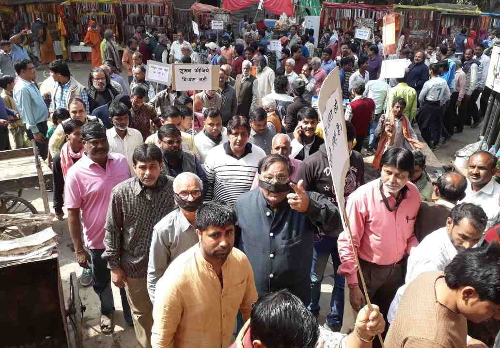 people protest with peace march in varanasi for ganga pathway