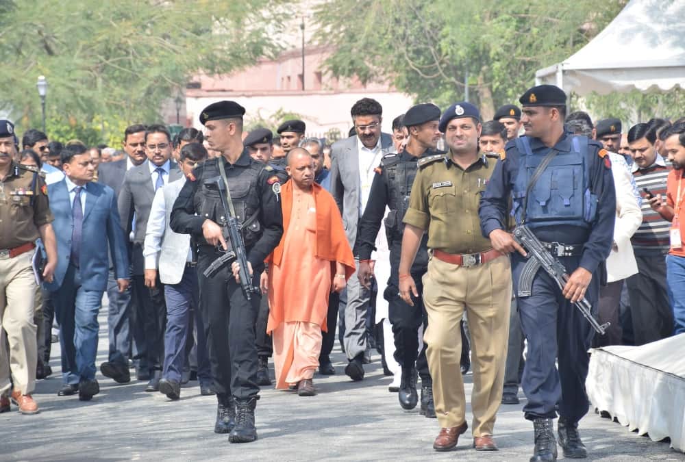 yogi adityanath inspects preparations of uttar pradesh investors meet.