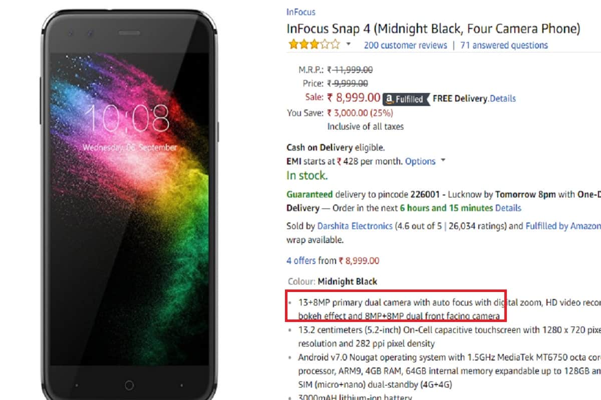 Amazon Infocus Carnival Sale, Dual camera smartphone at Rs 6,999 with 5000mAH battery