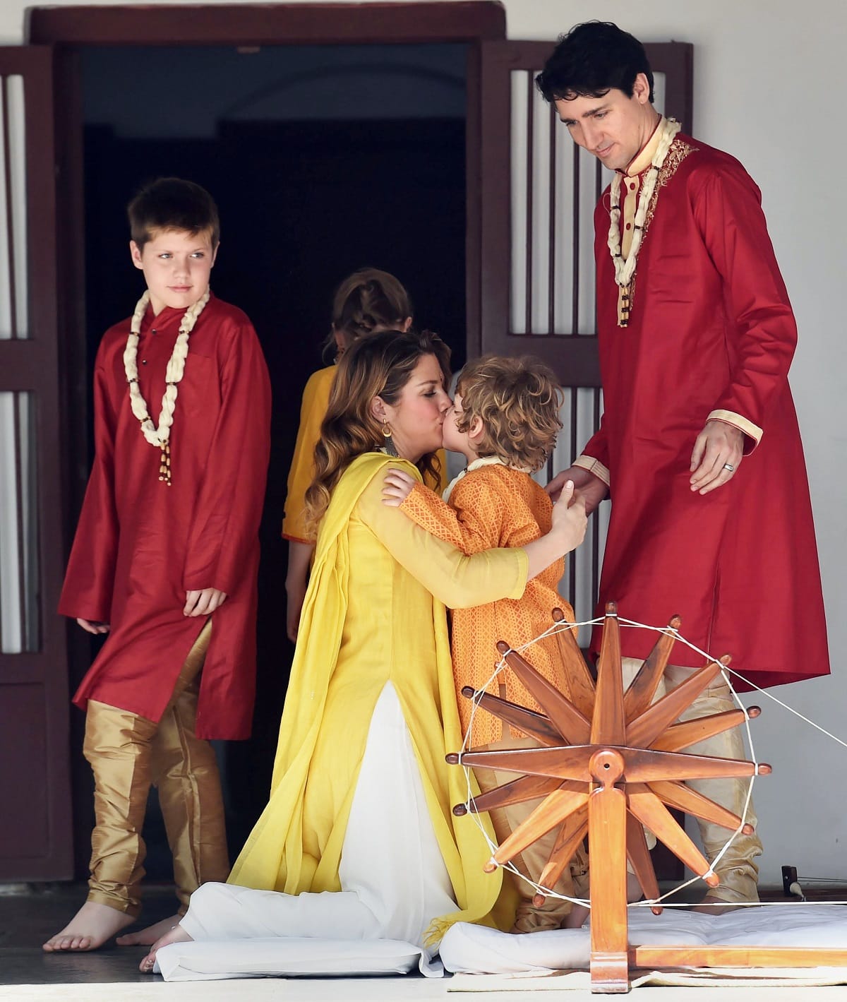 Canadian PM Justin Trudeau visit with their children to the historic Sabarmati Ashram in Ahmedabad