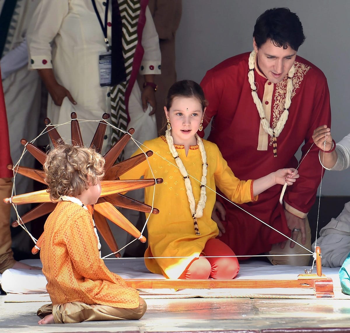 Canadian PM Justin Trudeau visit with their children to the historic Sabarmati Ashram in Ahmedabad