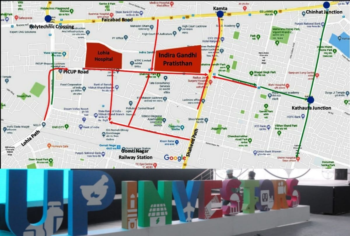 traffic diversions in Lucknow due to investors summit 