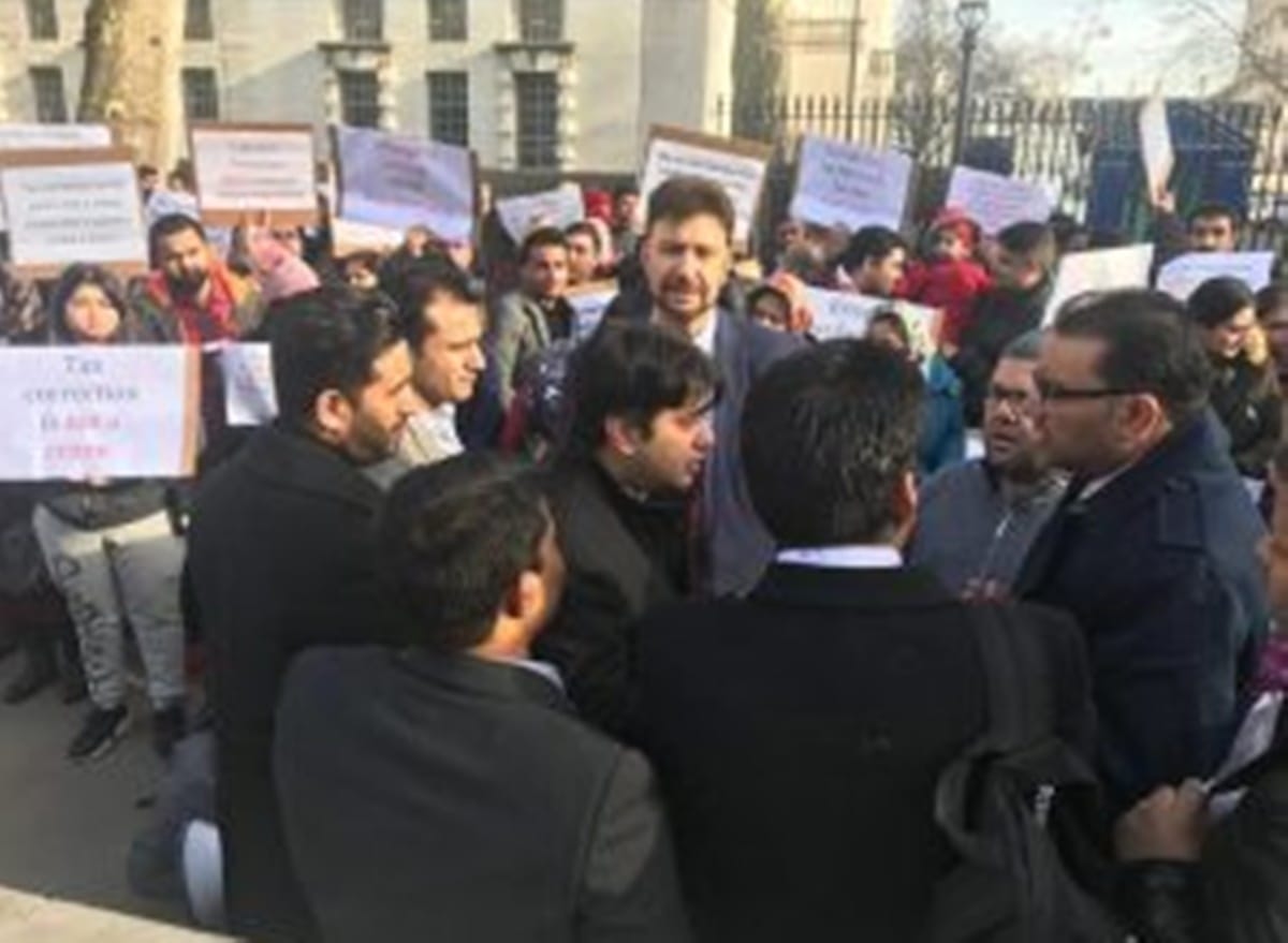 Highly skilled Indian professionals are protesting outside the UK Parliament