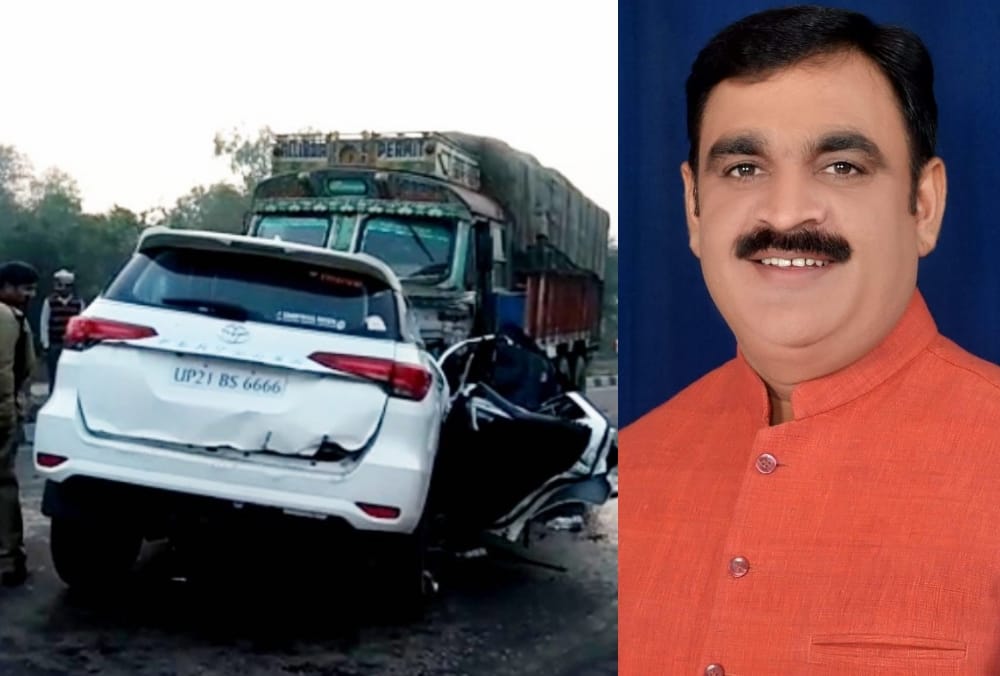 bjp mla lokendra singh killed in an accident in sitapur.