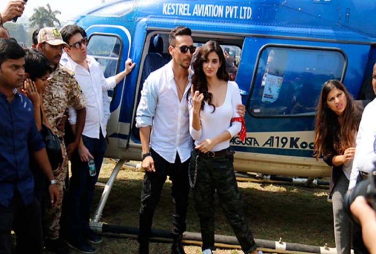 Tiger Shroff and Disha Patani reached Mumbai with chopper for releasing the Baaghi 2 trailer 