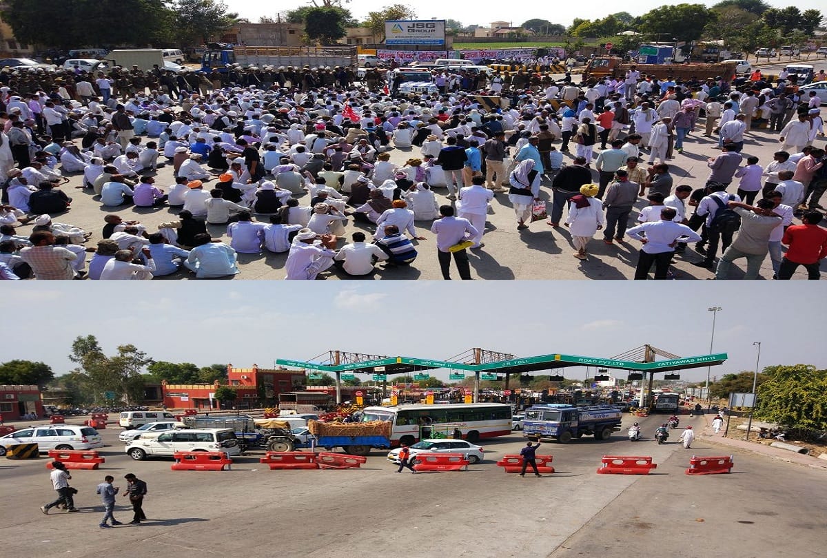 farmer protest in rajasthan march towards jaipur highway blocked