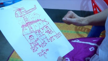 Drawing the sketch of the child's father's murder