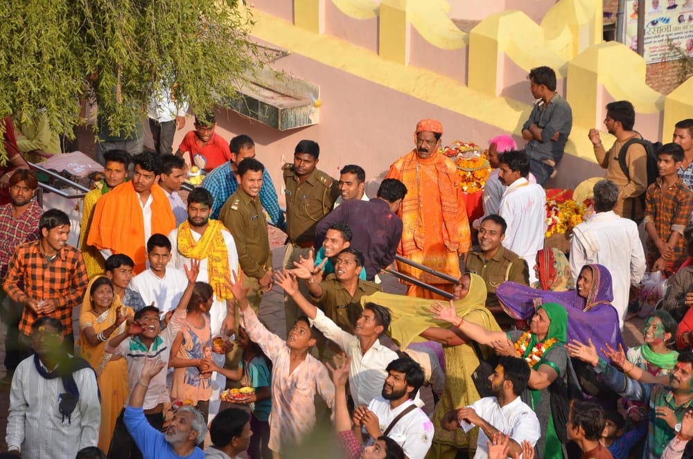 Mathura before lathmar holi laddu holi was played in barsana