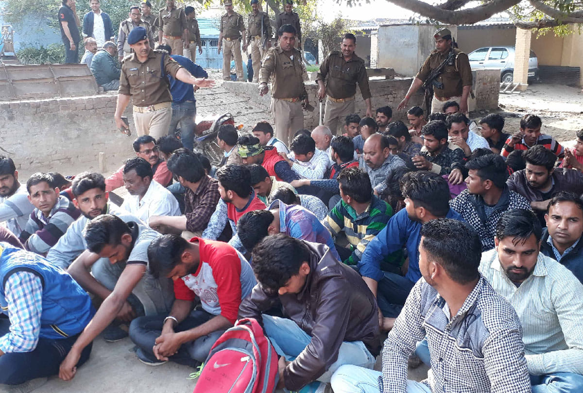  More then 60 students caught red handed in bjp leader house with exam answers sheets in UP