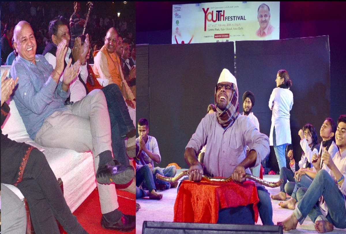 when kejriwal and rahul shares stage manish sisodia laugh out loud at youth festival