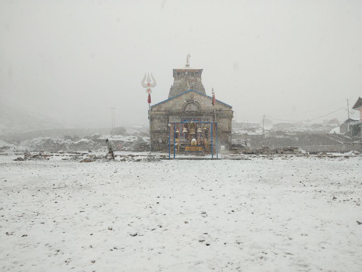 snowfall in kedarnath bitter cold in kedar ghati