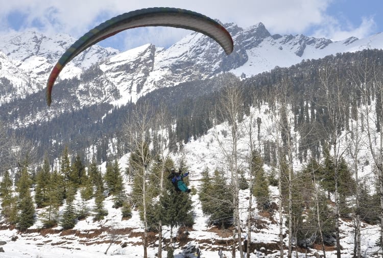 Tourist enjoy after fresh snowfall in Solang Valley Manali Himachal