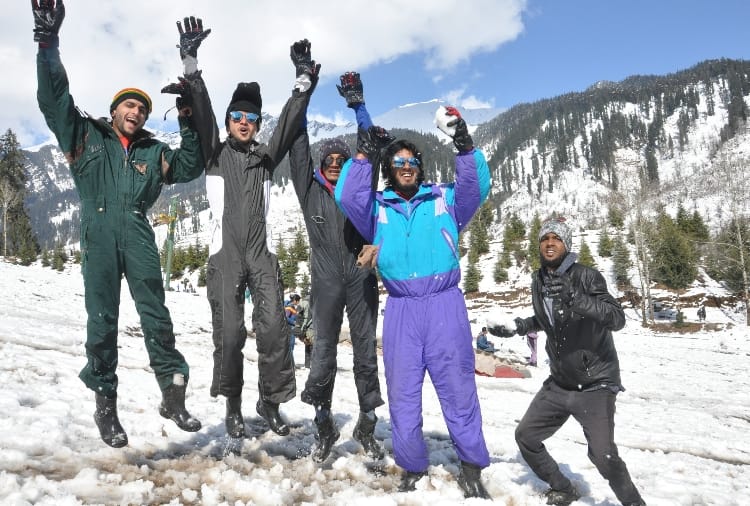 Tourist enjoy after fresh snowfall in Solang Valley Manali Himachal
