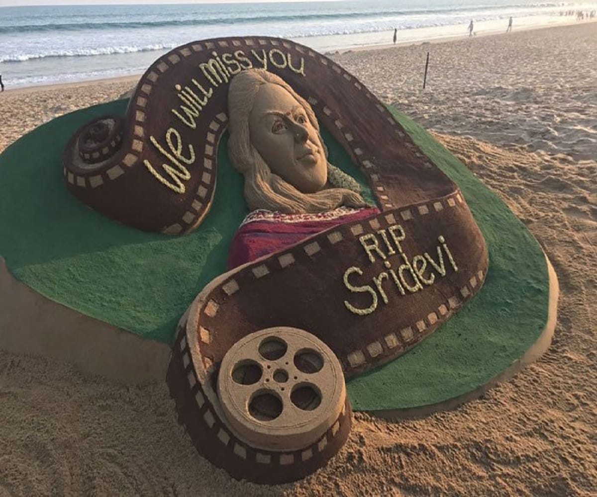 Sand Artist Sudarshan Patnaik made an Art On Sand and Pays tribute to actress Sridevi