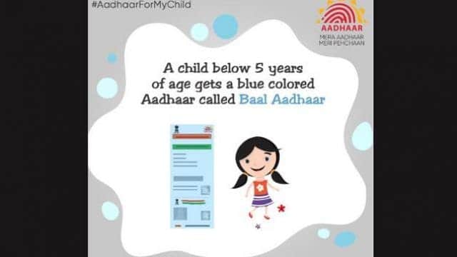 Child Aadhaar card now changed in blue colour