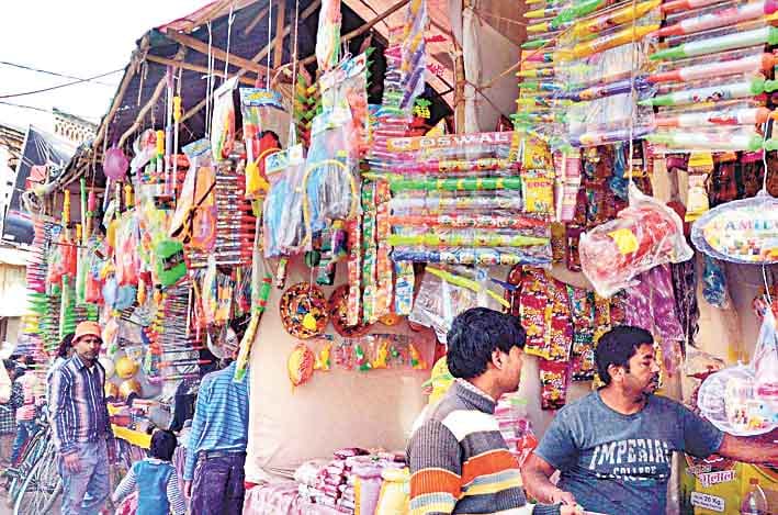 market in color of holi