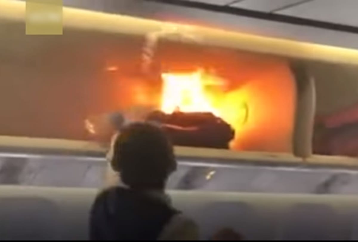 Watch How Luggage Caught Fire Mid Flight In China Due To Powerbank Explosion