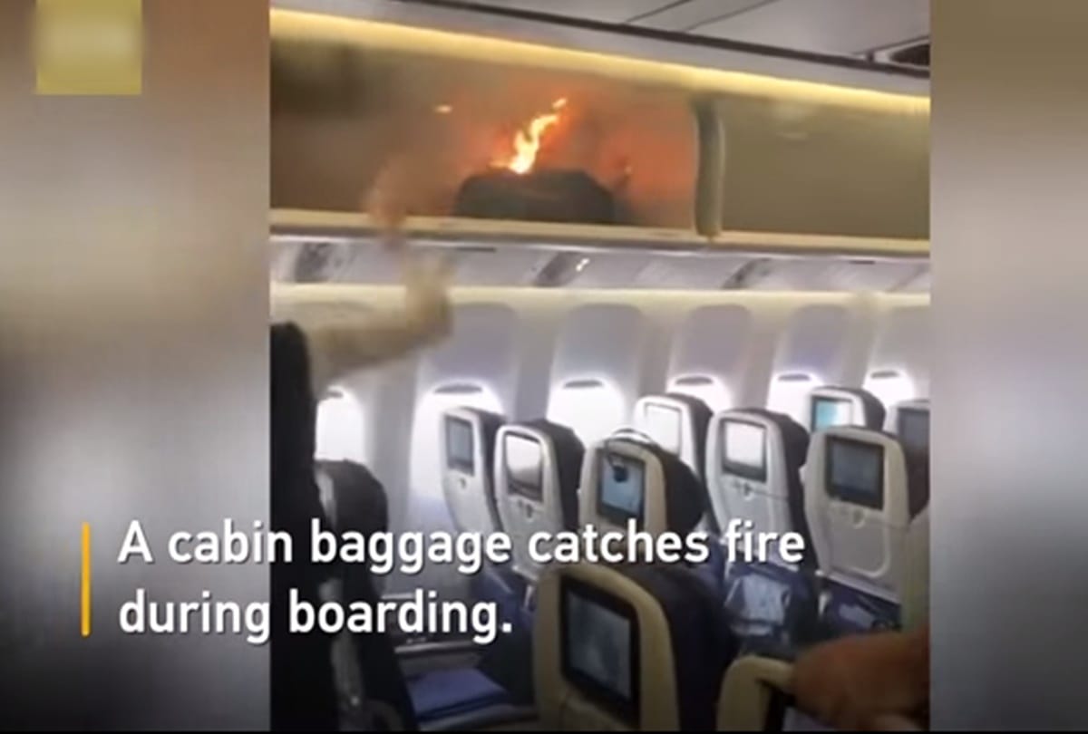 Watch How Luggage Caught Fire Mid Flight In China Due To Powerbank Explosion