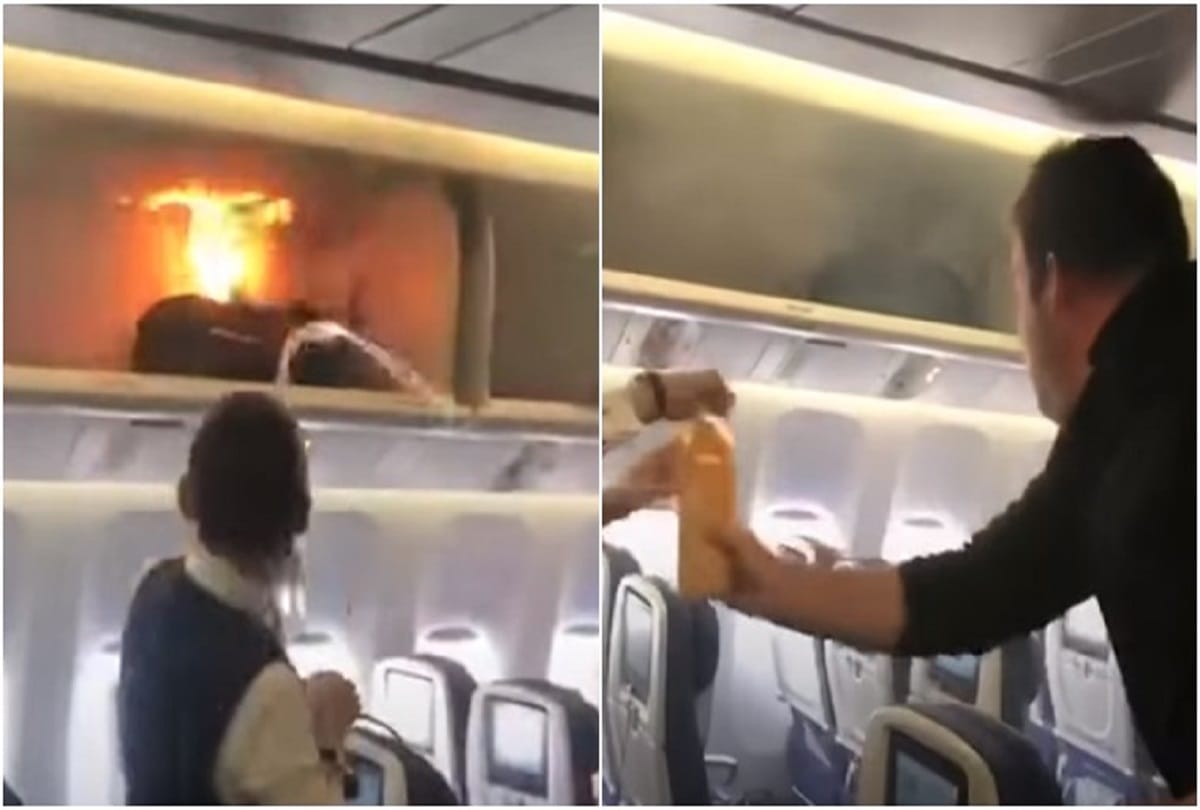 Watch How Luggage Caught Fire Mid Flight In China Due To Powerbank Explosion