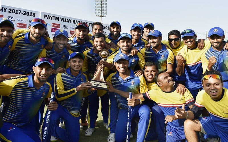vijay hazare trophy final karnataka beats saurashtra by 41 runs