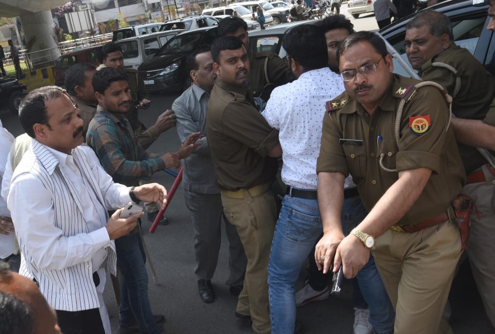 ruckus over ownership of a buildingin gomati nagar in   lucknow.