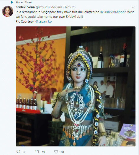 sridevi named doll in singapore restaurant, sridevi named restaurant in chennai