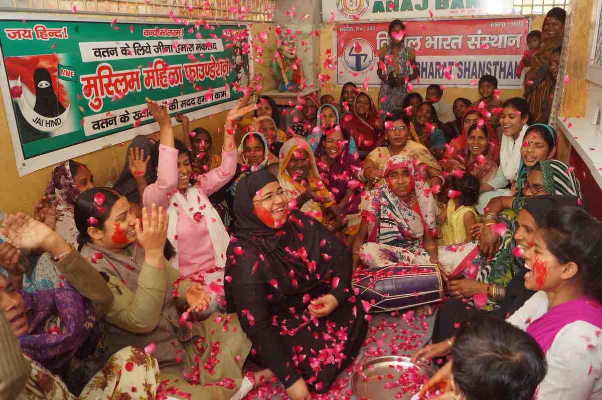 Holi celebration by muslim and hindu women in varanasi