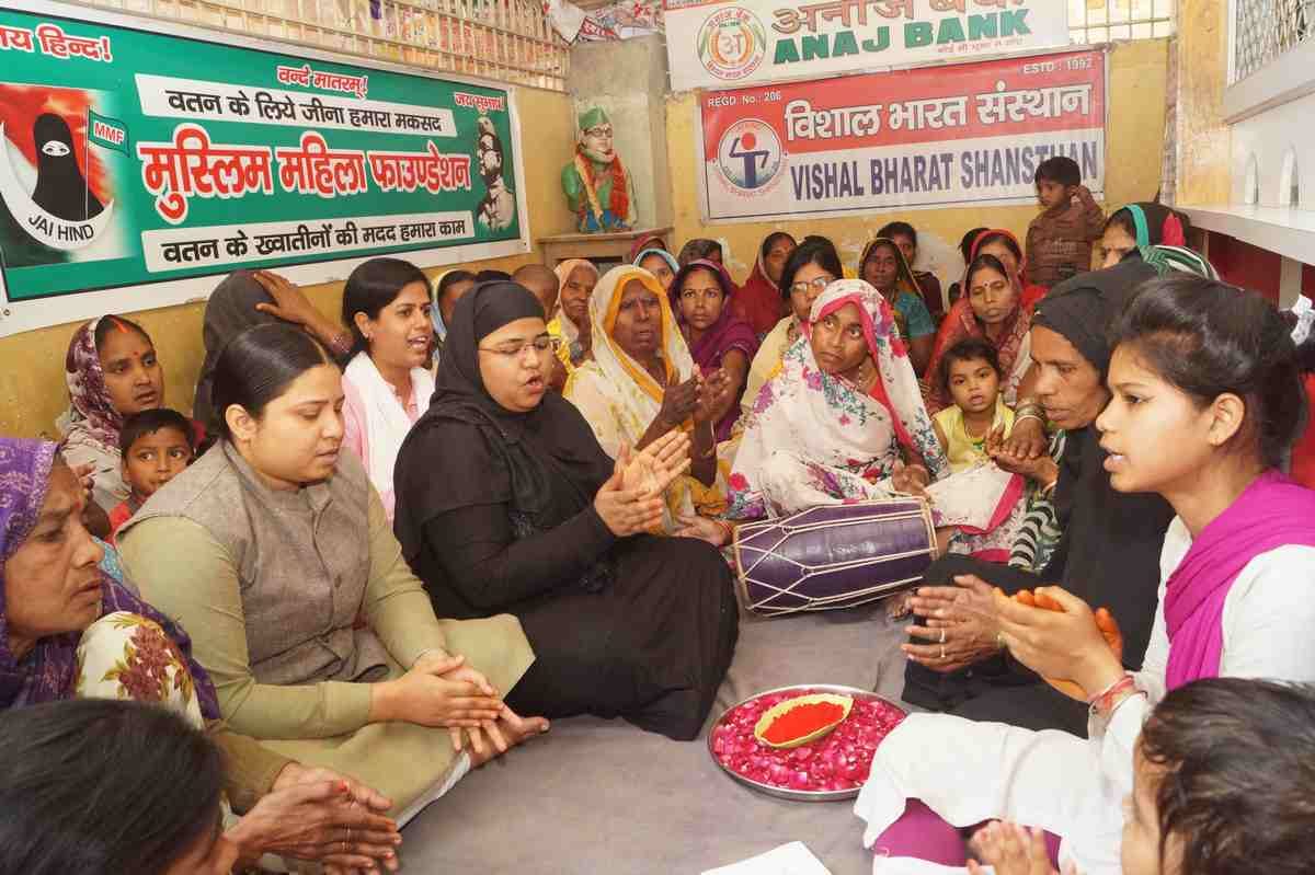 Holi celebration by muslim and hindu women in varanasi