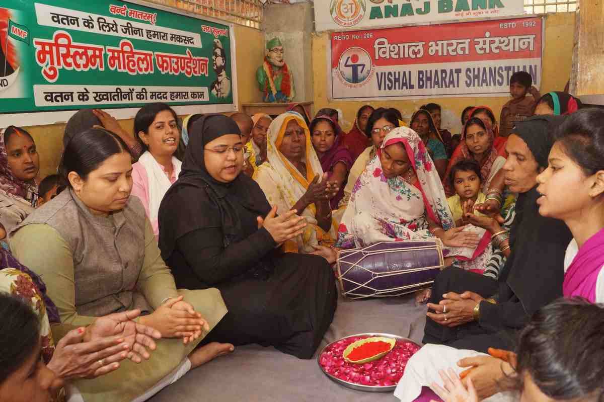 Holi celebration by muslim and hindu women in varanasi