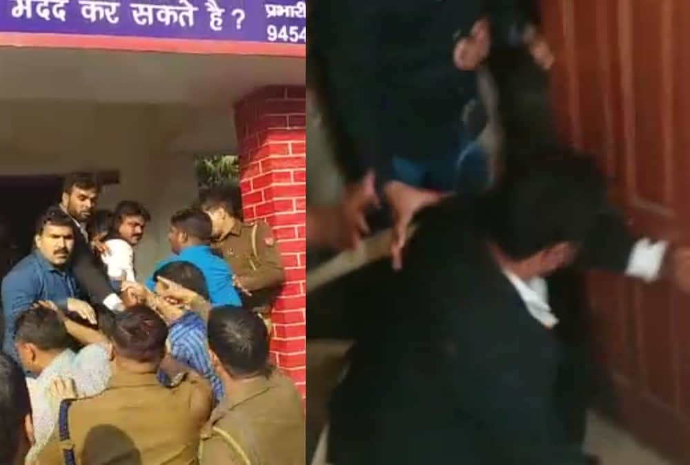 clash between two group of lawyers in hazratganj kotwali in lucknow.