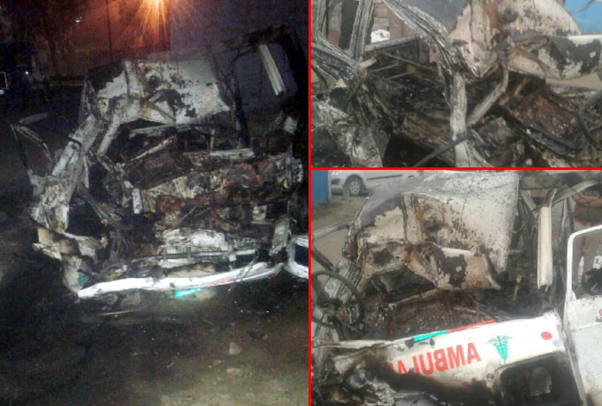 three men burnt alive in ambulance