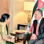 Foreign Minister Sushma Swaraj meets Jordan's King Abdullah II bin Al Hussein