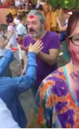 Holi 2018 foreigner celebration in international yoga festival