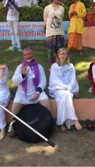 Holi 2018 foreigner celebration in international yoga festival