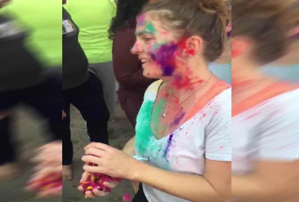 Holi 2018 foreigner celebration in international yoga festival