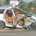 HRTC volvo bus crashes into Innova car in una 3 died