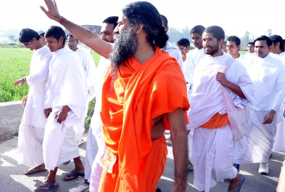 Baba Ramdev on the streets with his disciples